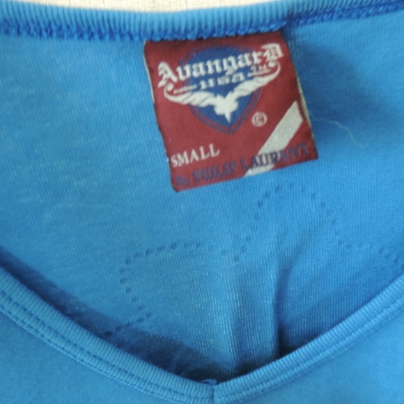 Final Price - Auangard USA Blouse Women's Top Blue Bejeweled Sm - Picture 5 of 5